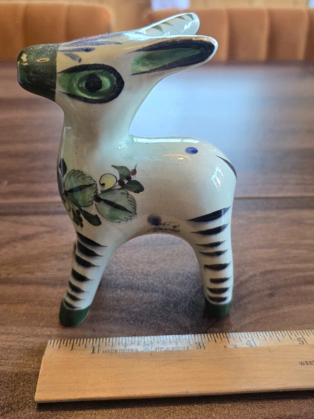 Tonala Mexican Folk Art Pottery Donkey Figurine Signed